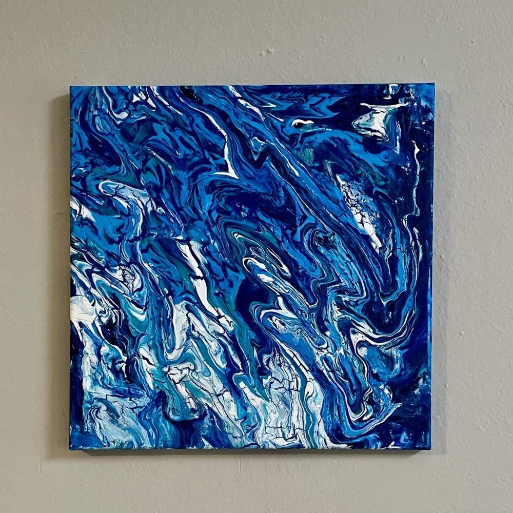 Abstract Blue and White Canvas Art